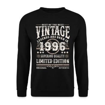 Legenden werden 1996 geboren - Unisex Pullover - Schwarz - Vorne - Alina (178cm) & Michal (187cm)