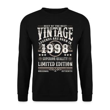 Legenden werden 1998 geboren - Unisex Pullover - Schwarz - Vorne - Alina (178cm) & Michal (187cm)