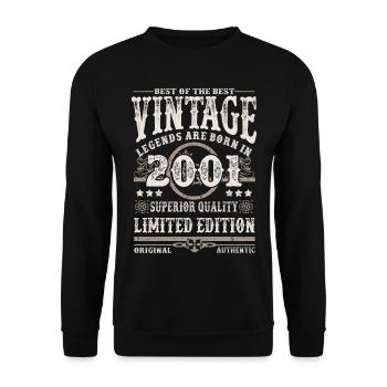 Legenden werden 2001 geboren - Unisex Pullover - Schwarz - Vorne - Alina (178cm) & Michal (187cm)