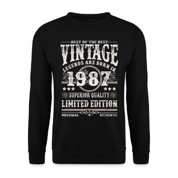 Legenden werden 1987 geboren - Unisex Pullover - Schwarz - Vorne - Alina (178cm) & Michal (187cm)