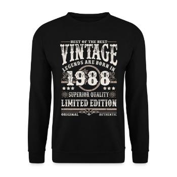 Les légendes sont nées en 1988 - Sweat-shirt Unisexe - noir - Devant - Alina (178cm) & Michal (187cm)