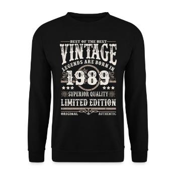 Legenden werden 1989 geboren - Unisex Pullover - Schwarz - Vorne - Alina (178cm) & Michal (187cm)