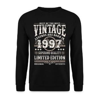 Legenden werden 1997 geboren - Unisex Pullover - Schwarz - Vorne - Alina (178cm) & Michal (187cm)