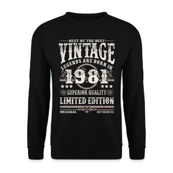 Legends are born in 1981 - Unisex Sweatshirt - black - Front - Alina (178cm) & Michal (187cm)