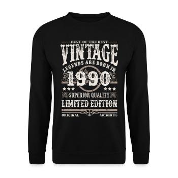 Legenden werden 1990 geboren - Unisex Pullover - Schwarz - Vorne - Alina (178cm) & Michal (187cm)