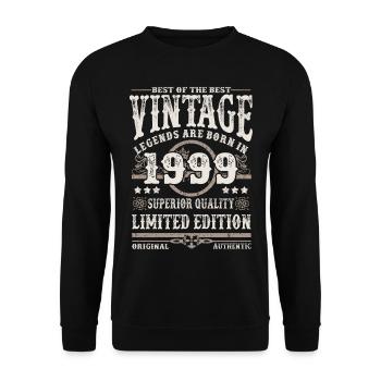 Legenden werden 1999 geboren - Unisex Pullover - Schwarz - Vorne - Alina (178cm) & Michal (187cm)