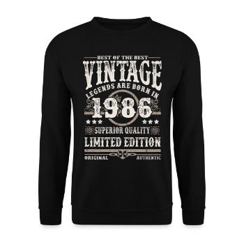 Legends are born in 1986 - Unisex Sweatshirt - black - Front - Alina (178cm) & Michal (187cm)