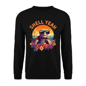Sea turtle with sunglasses on the beach - Unisex Sweatshirt - black - Front - Alina (178cm) & Michal (187cm)