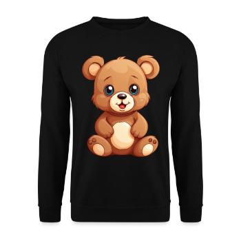 Niedlicher Bär für Kinder für Kinder - Unisex Pullover - Schwarz - Vorne - Alina (178cm) & Michal (187cm)