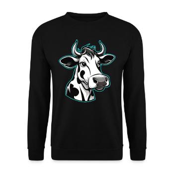 Cute Moo Cow - Unisex Sweatshirt - black - Front - Alina (178cm) & Michal (187cm)