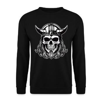 Cool Viking Skull - Unisex Sweatshirt - black - Front - Alina (178cm) & Michal (187cm)