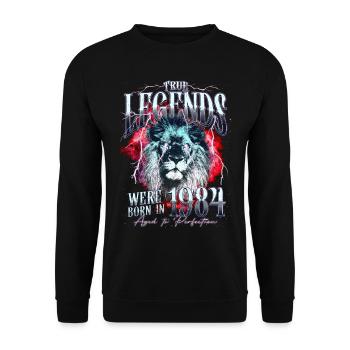 Legends were born in 1984 - Unisex Sweatshirt - black - Front - Alina (178cm) & Michal (187cm)