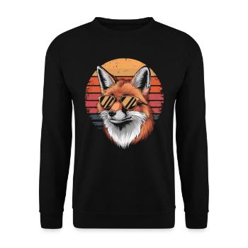 Fuchs mit Sonnenbrille vintage - Unisex Pullover - Schwarz - Vorne - Alina (178cm) & Michal (187cm)