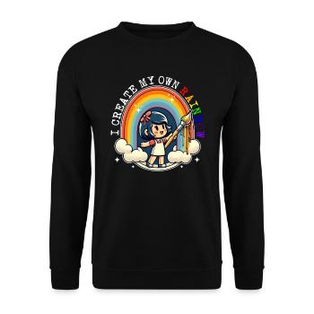ICH ERSTELLE MEINEN EIGENEN REGENBOGEN - Unisex Pullover - Schwarz - Vorne - Alina (178cm) & Michal (187cm)