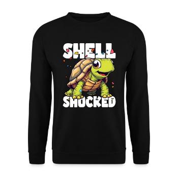 SHELL SCHOCKIERT UND LIEBT ES - Unisex Pullover - Schwarz - Vorne - Alina (178cm) & Michal (187cm)