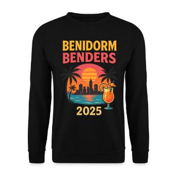 Benidorm Benders Retro Party Design - Unisex Sweatshirt - black - Front - Alina (178cm) & Michal (187cm)