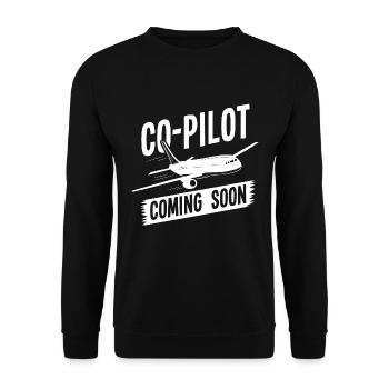 Co-pilote Coming Soon, parents Mama papa pilote professionnel - Sweat-shirt Unisexe - noir - Devant - Alina (178cm) & Michal (187cm)