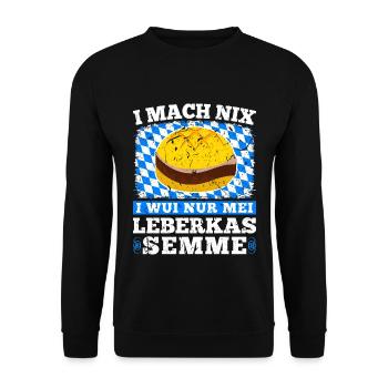Bayrisch Leberkas Liebhaber Bayern Leberkas - Unisex Pullover - Schwarz - Vorne - Alina (178cm) & Michal (187cm)