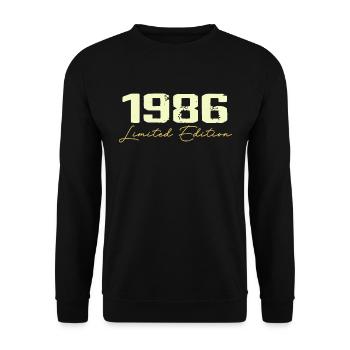 1986 Limitierte Auflage - 1986 Geburtstagsgeschenk - Unisex Pullover - Schwarz - Vorne - Alina (178cm) & Michal (187cm)