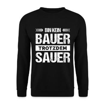 Bauernprotest Demo Bin Kein Bauer Trotzdem Sauer - Unisex Pullover - Schwarz - Vorne - Alina (178cm) & Michal (187cm)