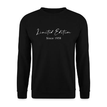 Limited Edition seit 1958 Handschrift Typografie - Unisex Pullover - Schwarz - Vorne - Alina (178cm) & Michal (187cm)