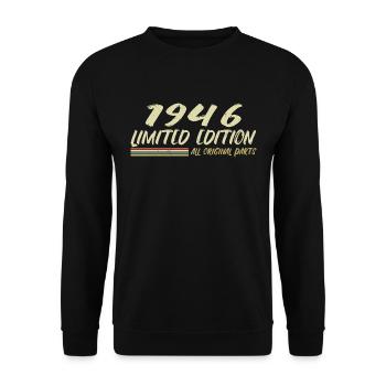 1946 Geburtstagsgeschenkidee 1946 - Unisex Pullover - Schwarz - Vorne - Alina (178cm) & Michal (187cm)