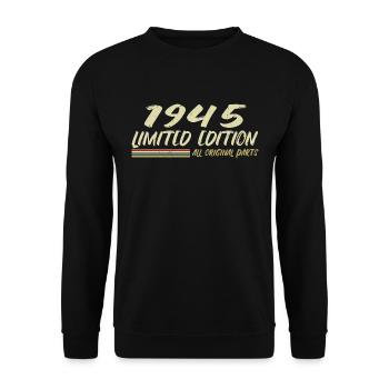 1945 Geburtstagsgeschenkidee 1945 - Unisex Pullover - Schwarz - Vorne - Alina (178cm) & Michal (187cm)