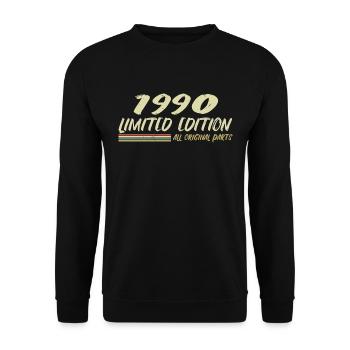 1990 Geburtstagsgeschenkidee 1990 - Unisex Pullover - Schwarz - Vorne - Alina (178cm) & Michal (187cm)