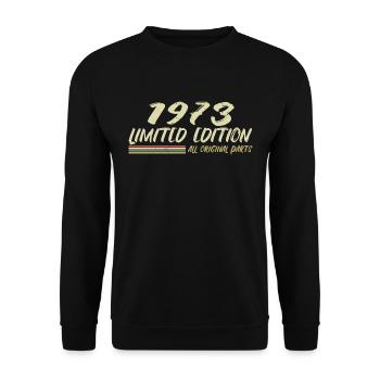 1973 Geburtstagsgeschenkidee 1973 - Unisex Pullover - Schwarz - Vorne - Alina (178cm) & Michal (187cm)