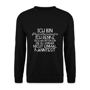 Physiotherapeutin Geschenk - Unisex Pullover - Schwarz - Vorne - Alina (178cm) & Michal (187cm)