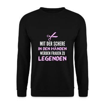 Friseurin - Unisex Pullover - Schwarz - Vorne - Alina (178cm) & Michal (187cm)
