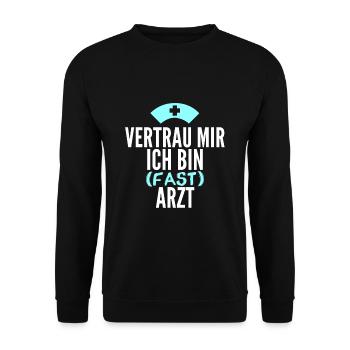 Fast Arzt Lustig Geschenk - Unisex Pullover - Schwarz - Vorne - Alina (178cm) & Michal (187cm)