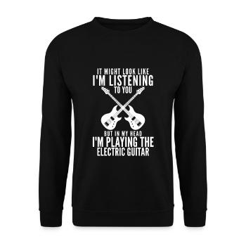 E Gitarre Gitarrist Band Musiker Elektro Gitarre - Unisex Pullover - Schwarz - Vorne - Alina (178cm) & Michal (187cm)