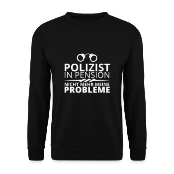 Policeman Pension Funny Saying Retirement Pension - Unisex Sweatshirt - black - Front - Alina (178cm) & Michal (187cm)