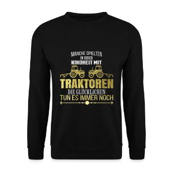 Landwirt Traktoren Traktor Bauer Traktorfan - Unisex Pullover - Schwarz - Vorne - Alina (178cm) & Michal (187cm)