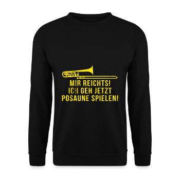 Es reicht ich geh Posaune spielen - Unisex Pullover - Schwarz - Vorne - Alina (178cm) & Michal (187cm)
