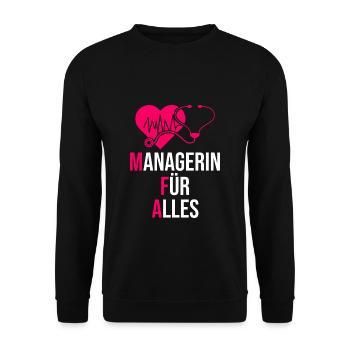 MFA Managerin für alles Medizinerin - Unisex Pullover - Schwarz - Vorne - Alina (178cm) & Michal (187cm)