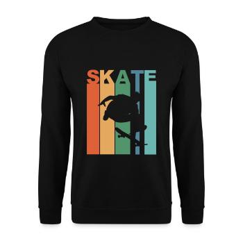 Skateboard Skating Gift Vintage - Unisex Sweatshirt - black - Front - Alina (178cm) & Michal (187cm)