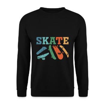 Skate Vintage Retro Design - Unisex Pullover - Schwarz - Vorne - Alina (178cm) & Michal (187cm)