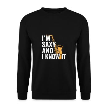 Saxophonist Geschenkidee - Unisex Pullover - Schwarz - Vorne - Alina (178cm) & Michal (187cm)