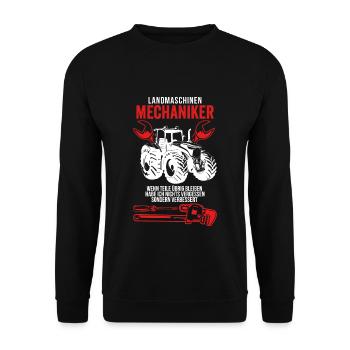 Landmaschinen Mechaniker Geschenkidee - Unisex Pullover - Schwarz - Vorne - Alina (178cm) & Michal (187cm)