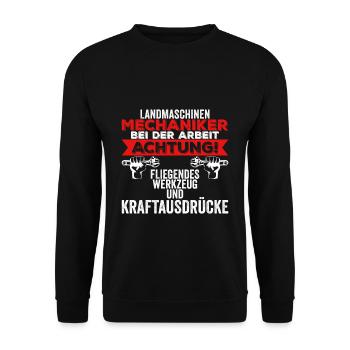Landmaschinen Mechaniker Geschenkidee - Unisex Pullover - Schwarz - Vorne - Alina (178cm) & Michal (187cm)