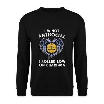 RPG-Spieler-Geschenk-Idee - Unisex Pullover - Schwarz - Vorne - Alina (178cm) & Michal (187cm)