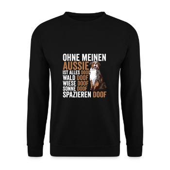 Australian Shepherd Aussie Besitzer - Unisex Pullover - Schwarz - Vorne - Alina (178cm) & Michal (187cm)
