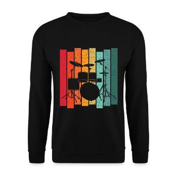 Retro Drummer Drumset Drums Drummer - Unisex Sweatshirt - black - Front - Alina (178cm) & Michal (187cm)