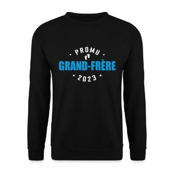 Promu Grand Frère 2023 Annonce Grossesse - Sweat-shirt Unisexe - noir - Devant - Alina (178cm) & Michal (187cm)