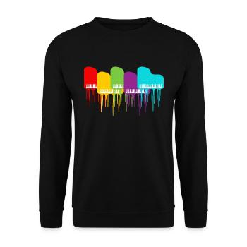 Buntes Klavier | Musikinstrument Piano Pianist - Unisex Pullover - Schwarz - Vorne - Alina (178cm) & Michal (187cm)