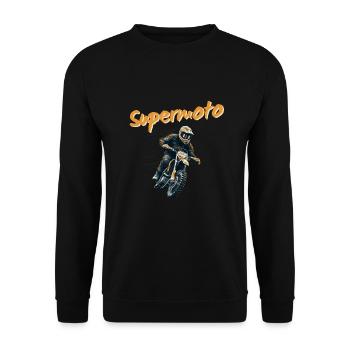 Pilote Supermotard et moto Supermotard cool - Sweat-shirt Unisexe - noir - Devant - Alina (178cm) & Michal (187cm)