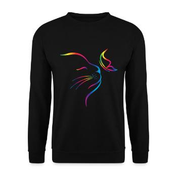 rainbow butterfly cat - Sweat-shirt Unisexe - noir - Devant - Alina (178cm) & Michal (187cm)