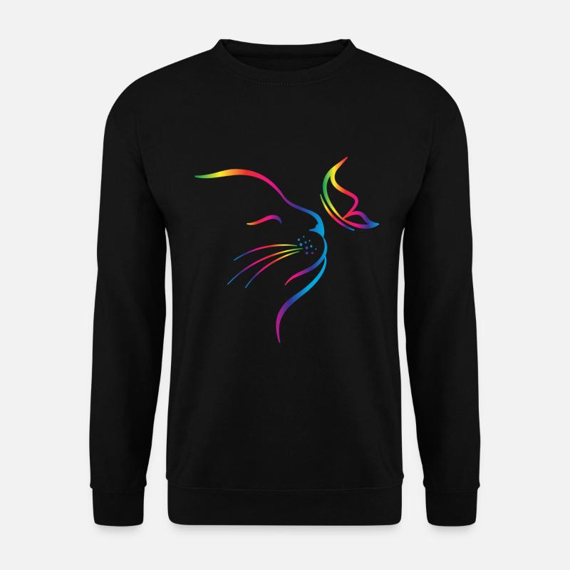 rainbow butterfly cat - Unisex Sweatshirt - black